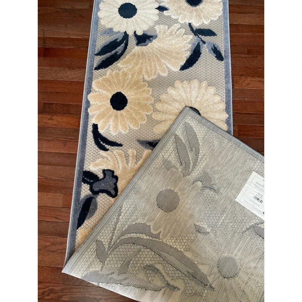 Nourison Home “Aloha” Navy Blue & Beige runner (Size 2 ft 3 in x 8 ft)